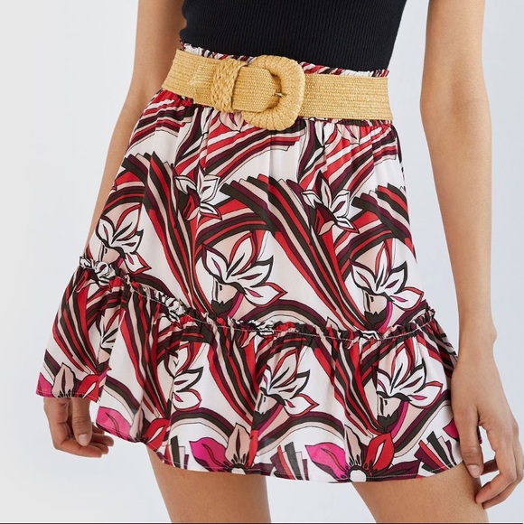 Anthropologie Floral Mini Skirt Size Large